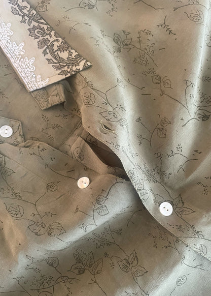 Astralagus Silk Crepe Oversized Shirt ~ Moss