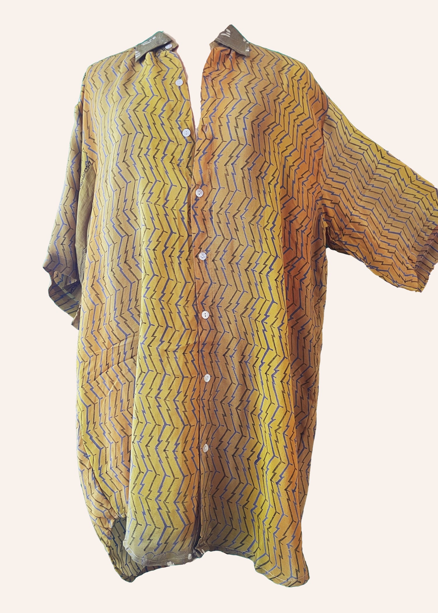 Astralagus Silk Crepe Oversized Shirt ~ Tawny Gold