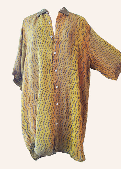 Astralagus Silk Crepe Oversized Shirt ~ Tawny Gold