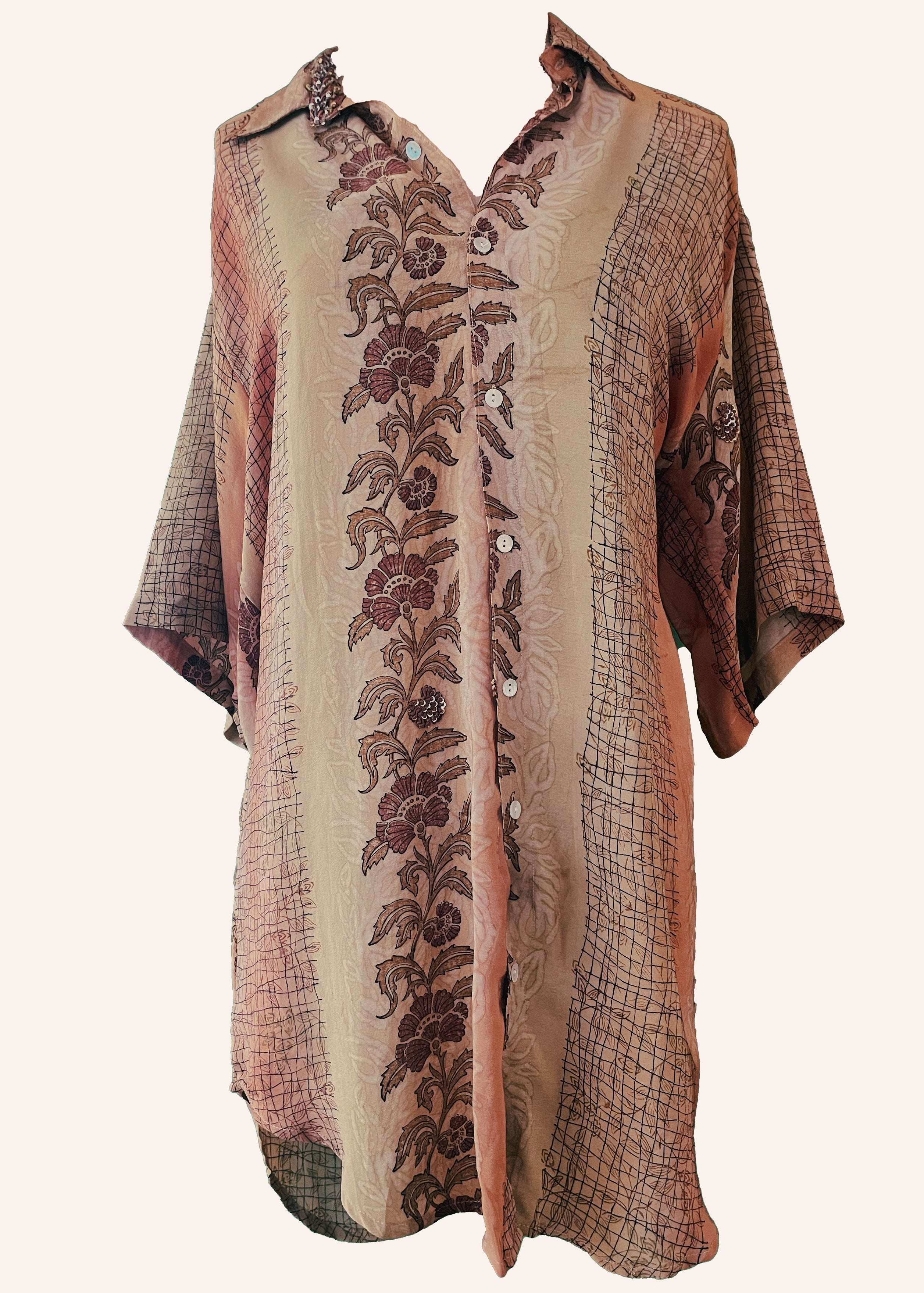 Astralagus Silk Crepe Oversized Shirt ~ Teaberry