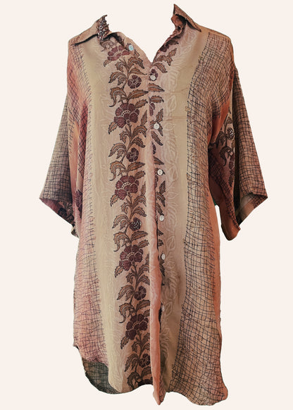 Astralagus Silk Crepe Oversized Shirt ~ Teaberry