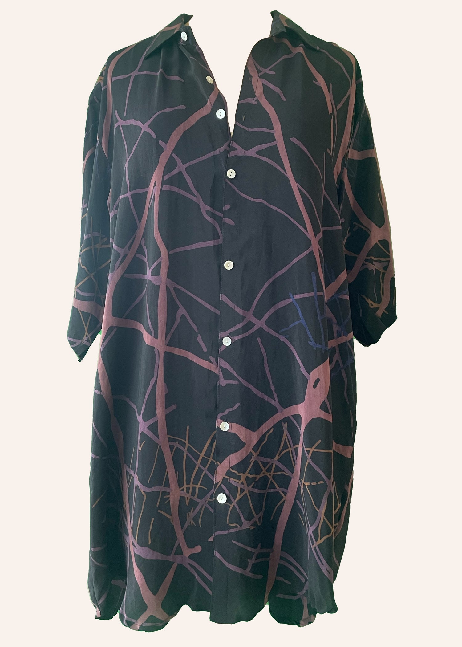 Astralagus Silk Crepe Oversized Shirt ~ Shale