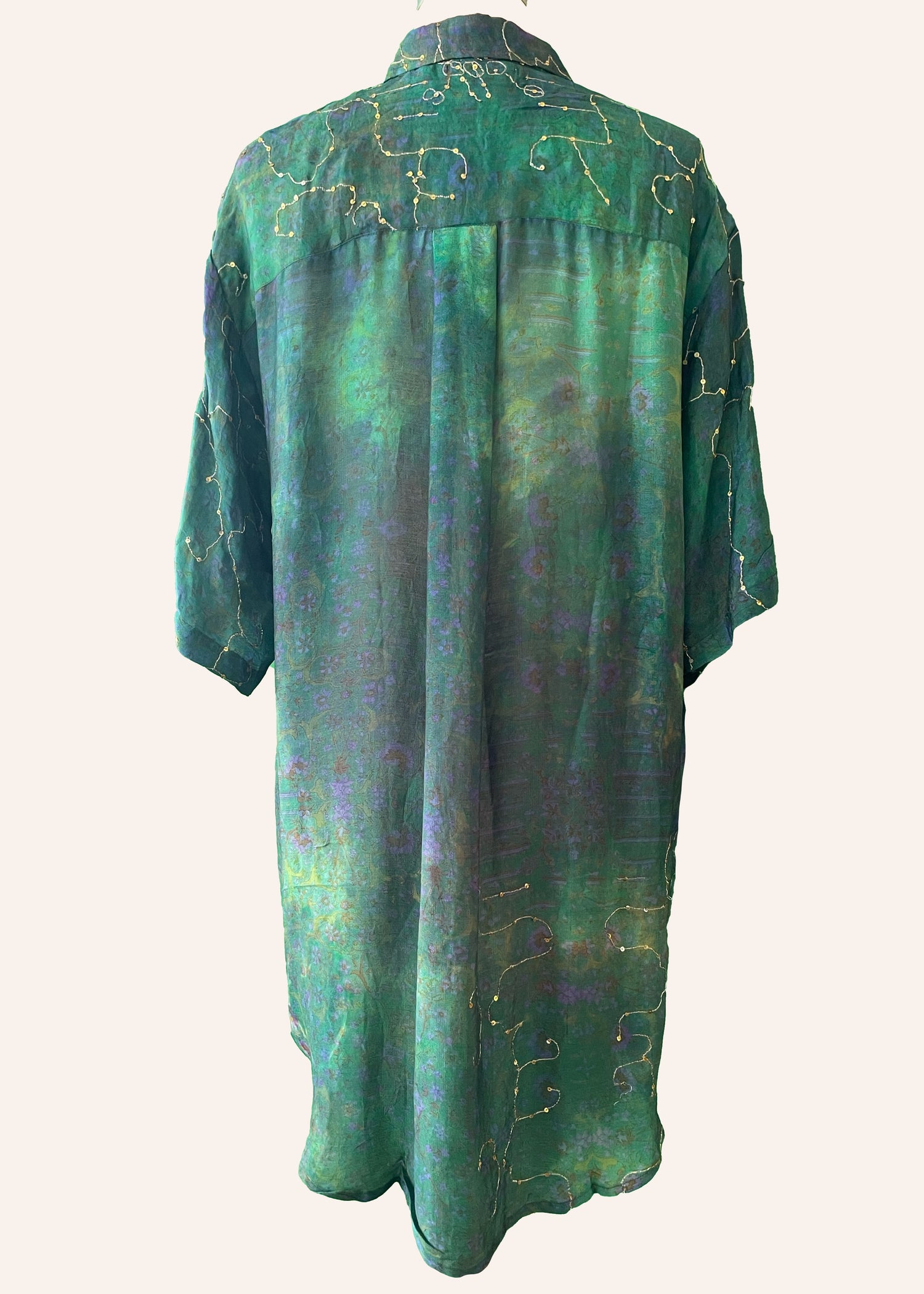 Astralagus Silk Crepe Oversized Shirt ~ Fern
