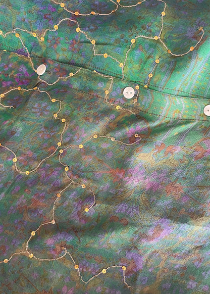 Astralagus Silk Crepe Oversized Shirt ~ Fern