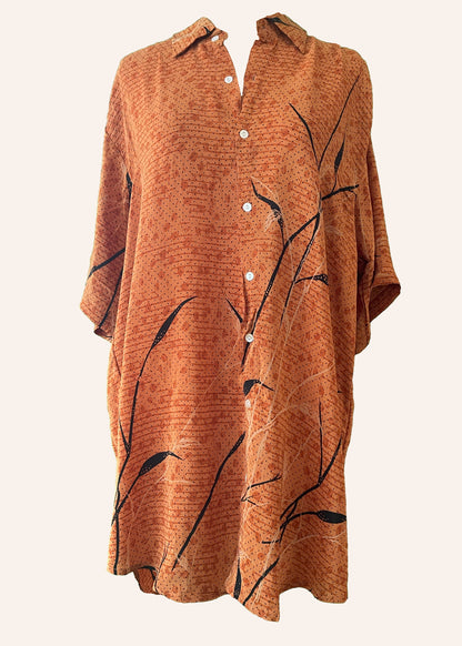 Astralagus Silk Crepe Oversized Shirt ~ Autumn