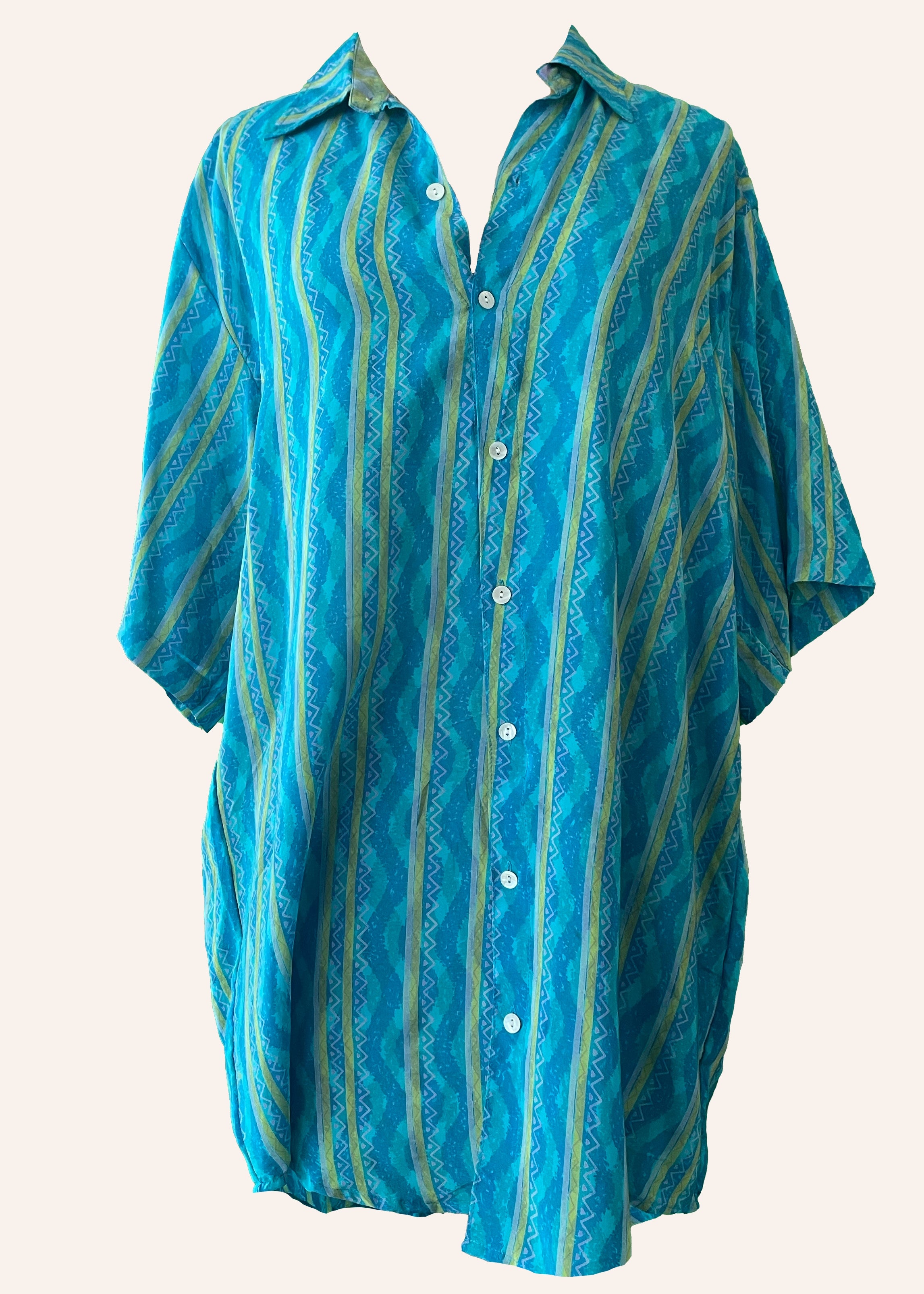 Astralagus Silk Crepe Oversized Shirt ~ Oceania