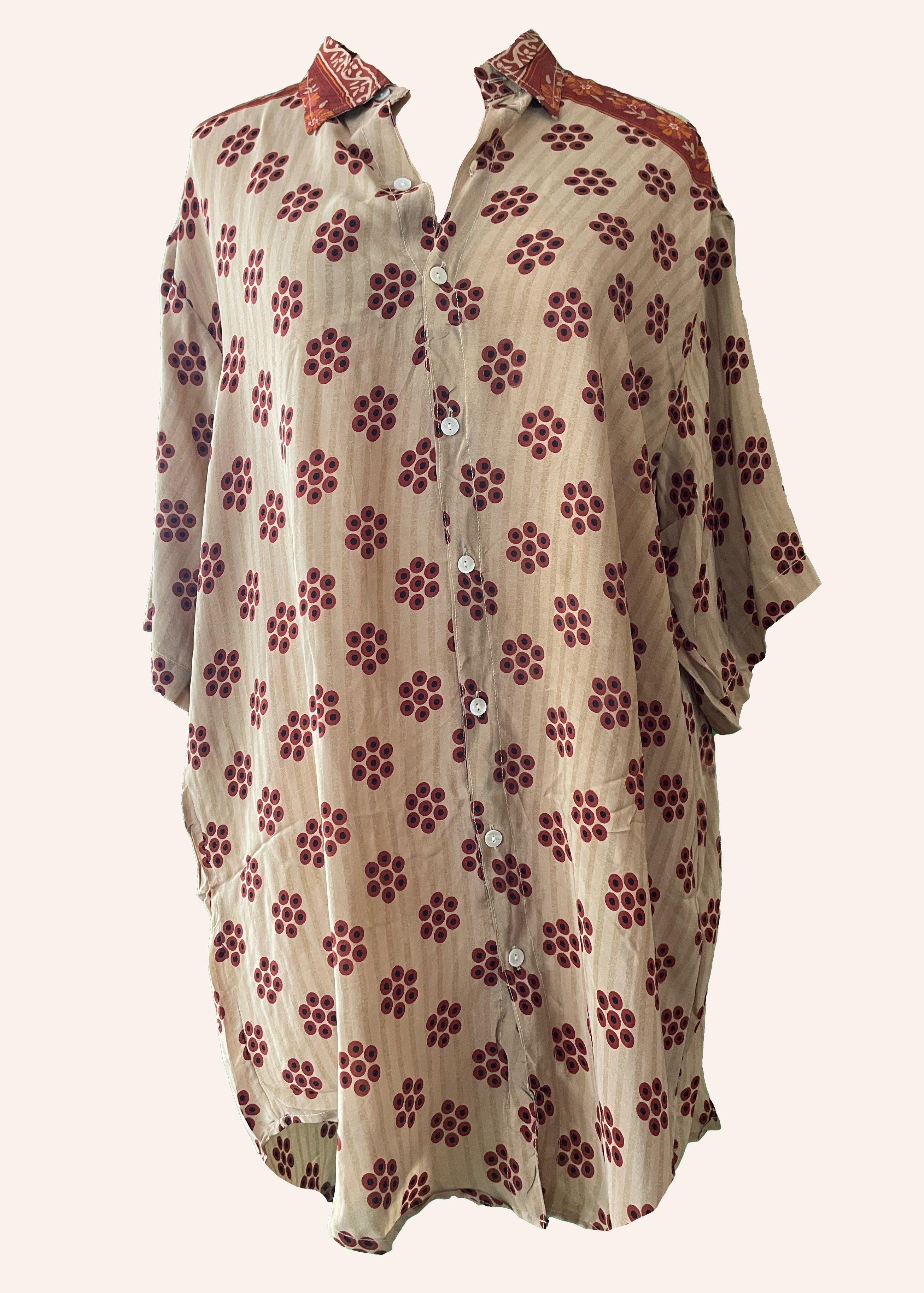 Astralagus Silk Crepe Oversized Shirt ~ Picante