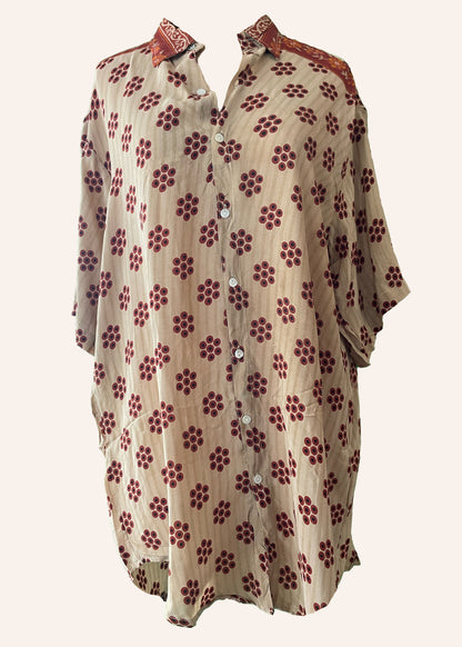 Astralagus Silk Crepe Oversized Shirt ~ Picante