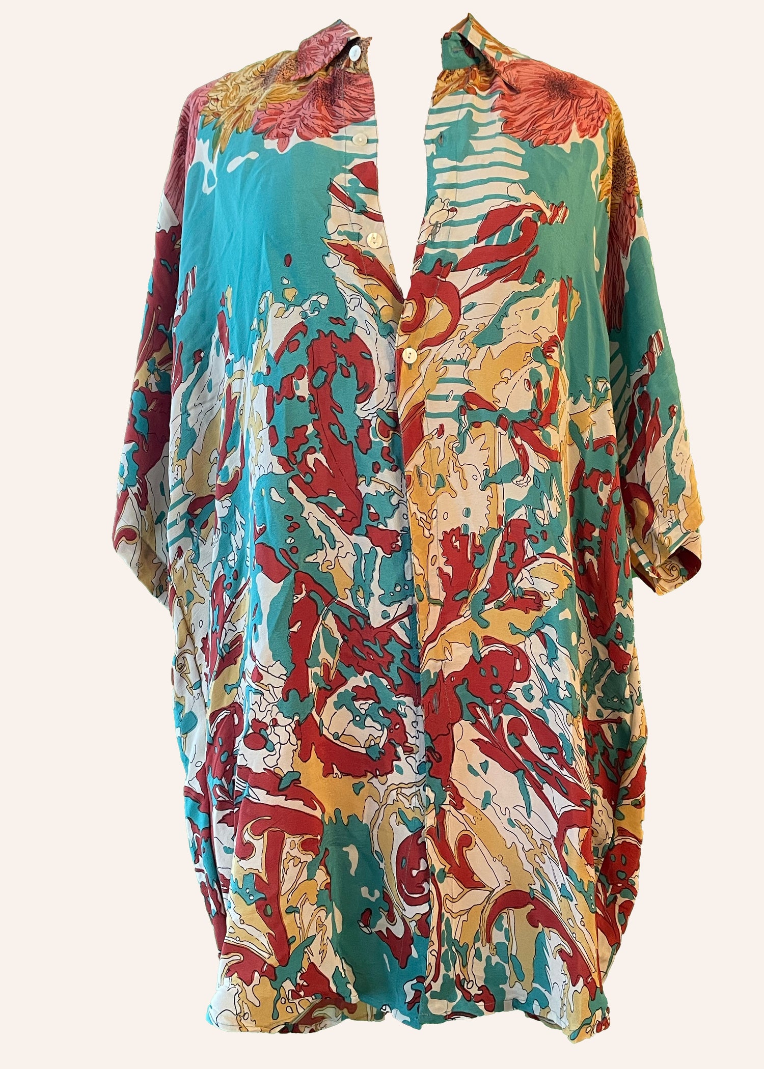 Astralagus Silk Crepe Oversized Shirt ~ Maui