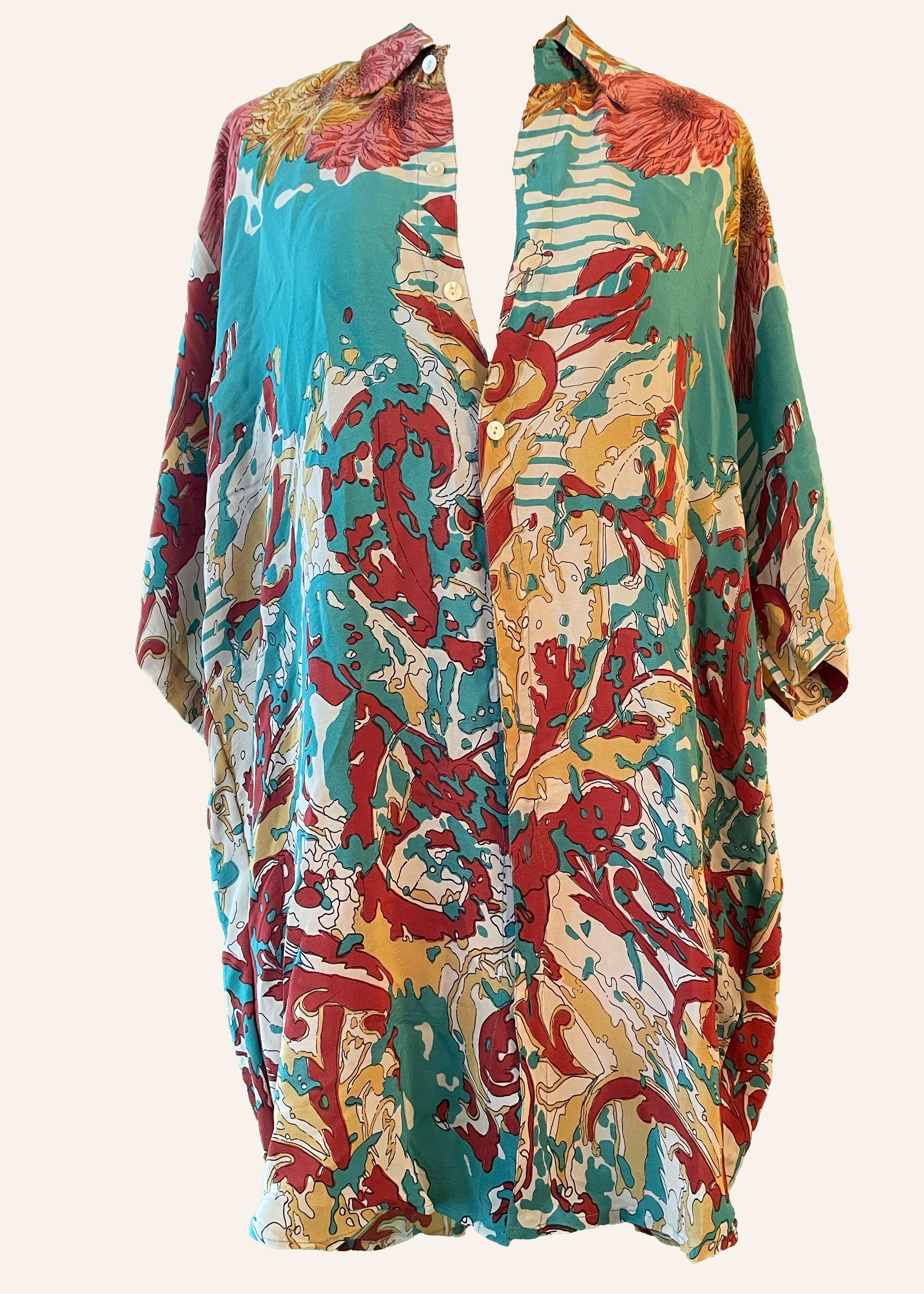 Astralagus Silk Crepe Oversized Shirt ~ Maui
