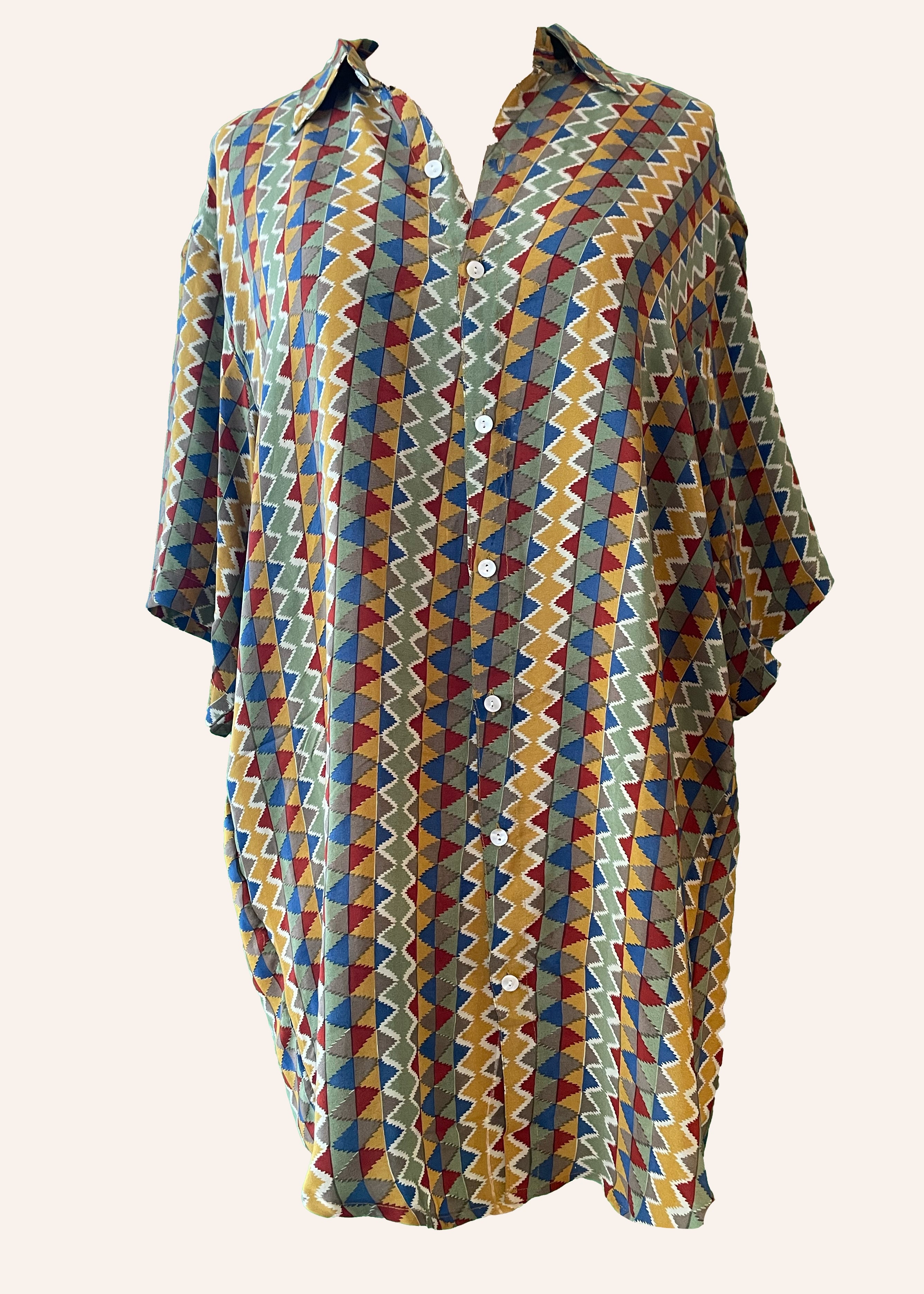Astralagus Silk Crepe Oversized Shirt ~ Harlequin