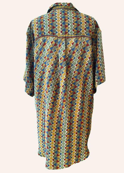 Astralagus Silk Crepe Oversized Shirt ~ Harlequin