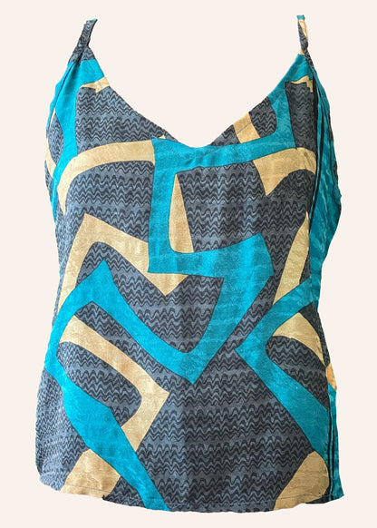 Reseda Silk Crepe Camisole Top ~ Navigate XL