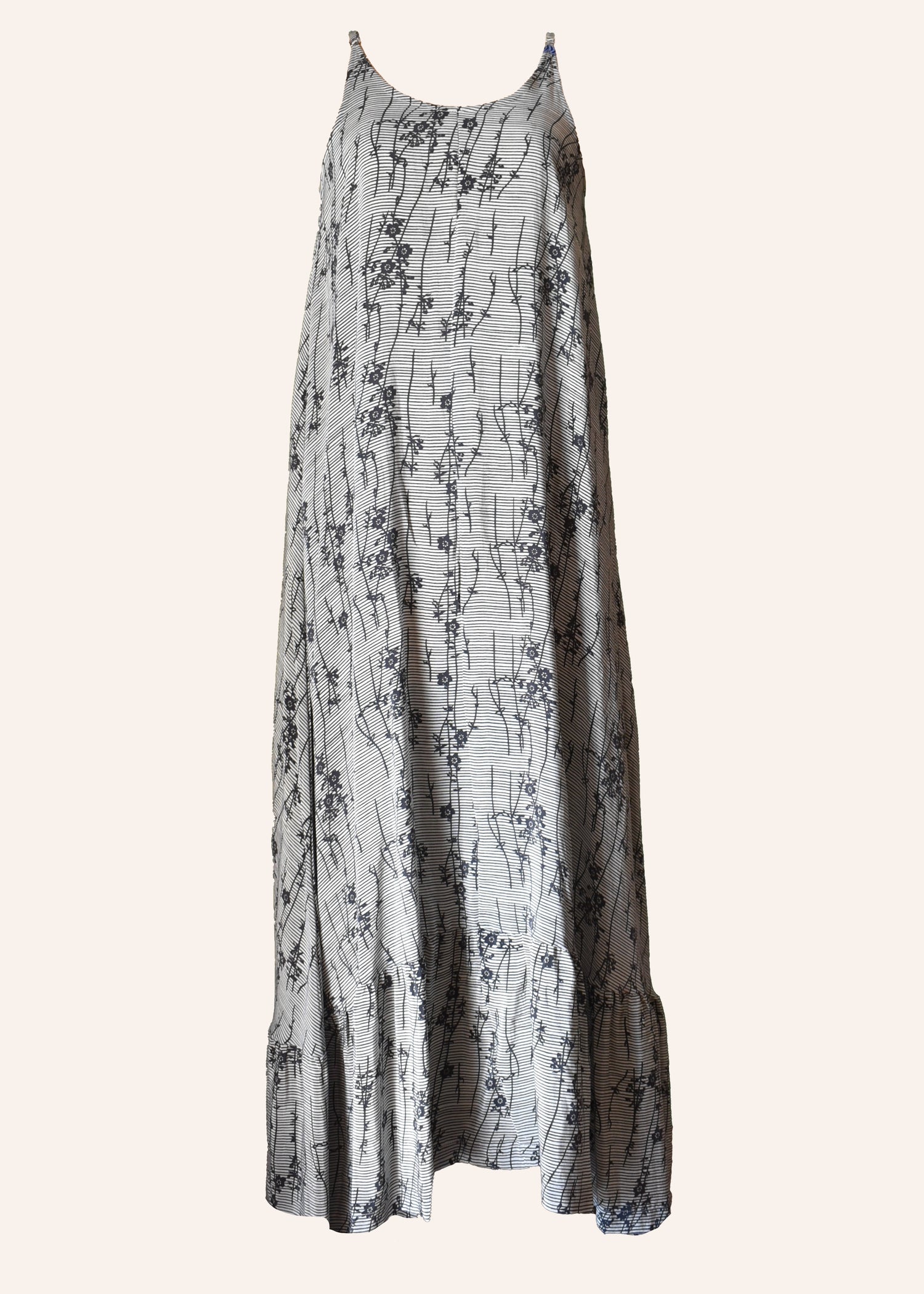 Eustoma Silk Crepe Swing Maxi Dress ~ Niagara L