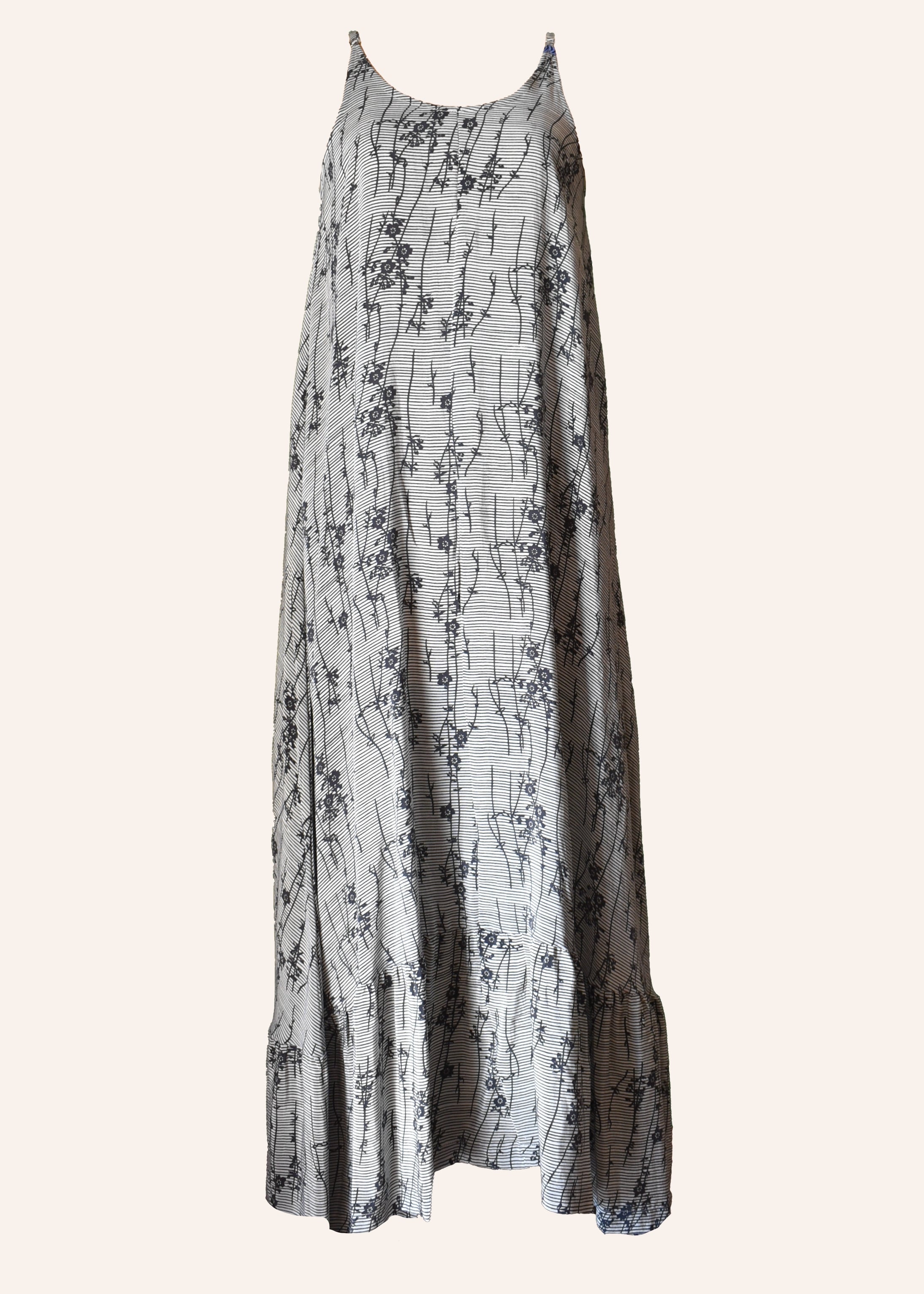 Eustoma Silk Crepe Swing Maxi Dress ~ Niagara L