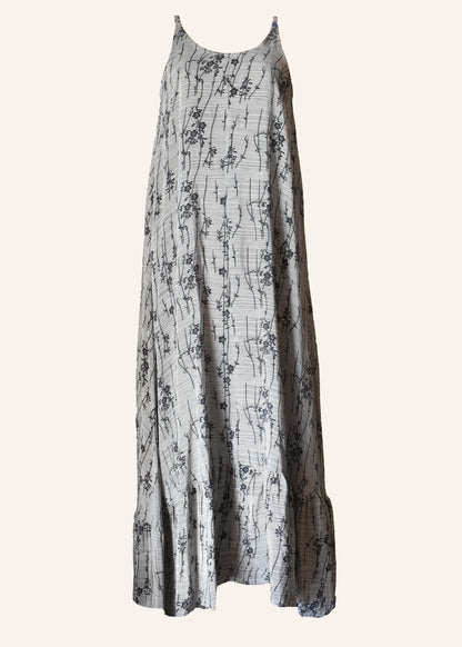 Eustoma Silk Crepe Swing Maxi Dress ~ Niagara L