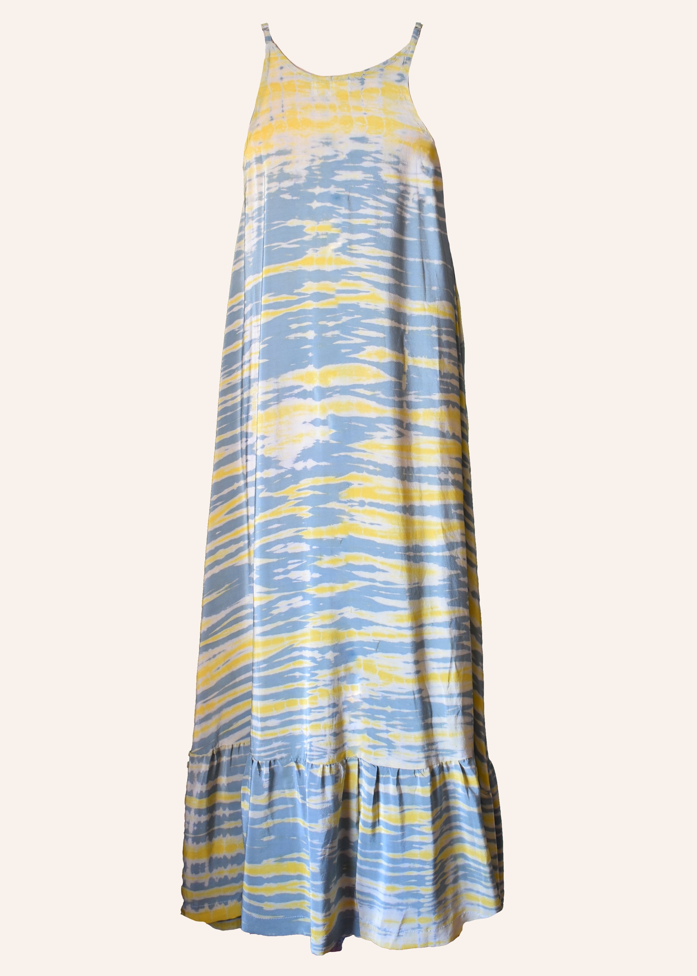 Eustoma Silk Crepe Swing Maxi Dress ~ Aloof L
