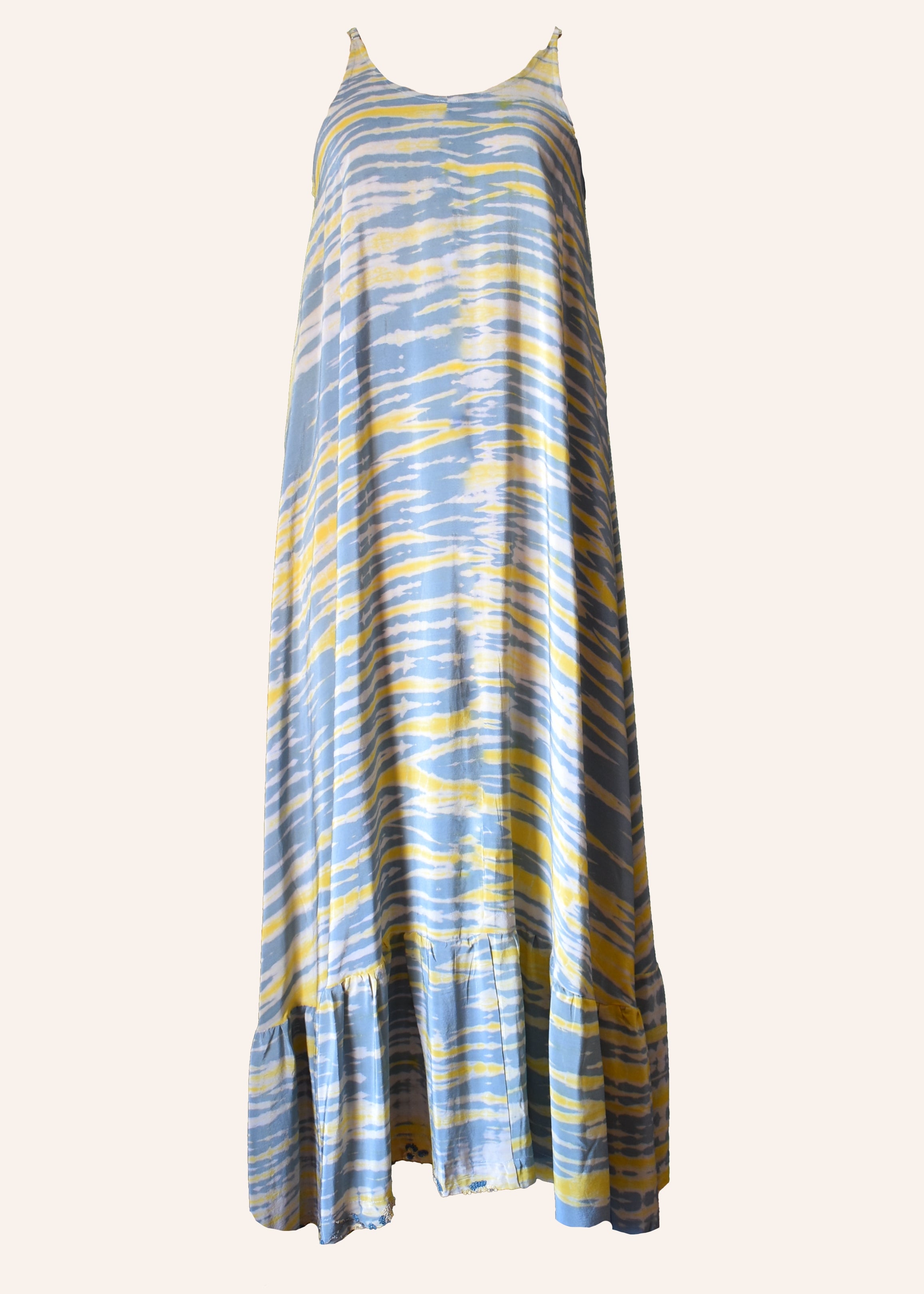 Eustoma Silk Crepe Swing Maxi Dress ~ Aloof L