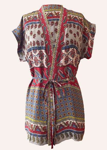 silk wrap shirt top blouse pyjama vintage bohemian repurposed saree sari