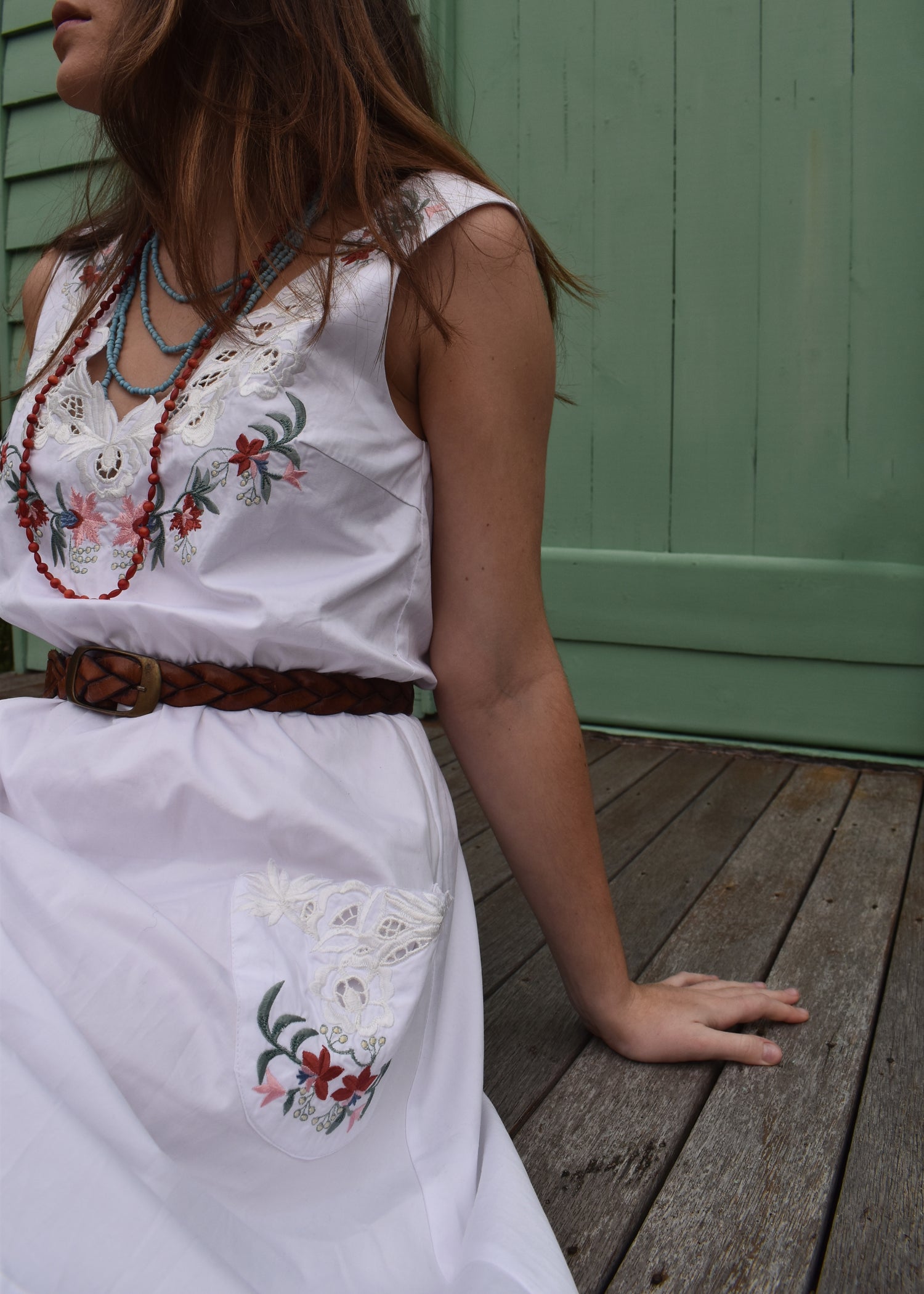 Bleeding Heart Cut-Work Embroidery Dress