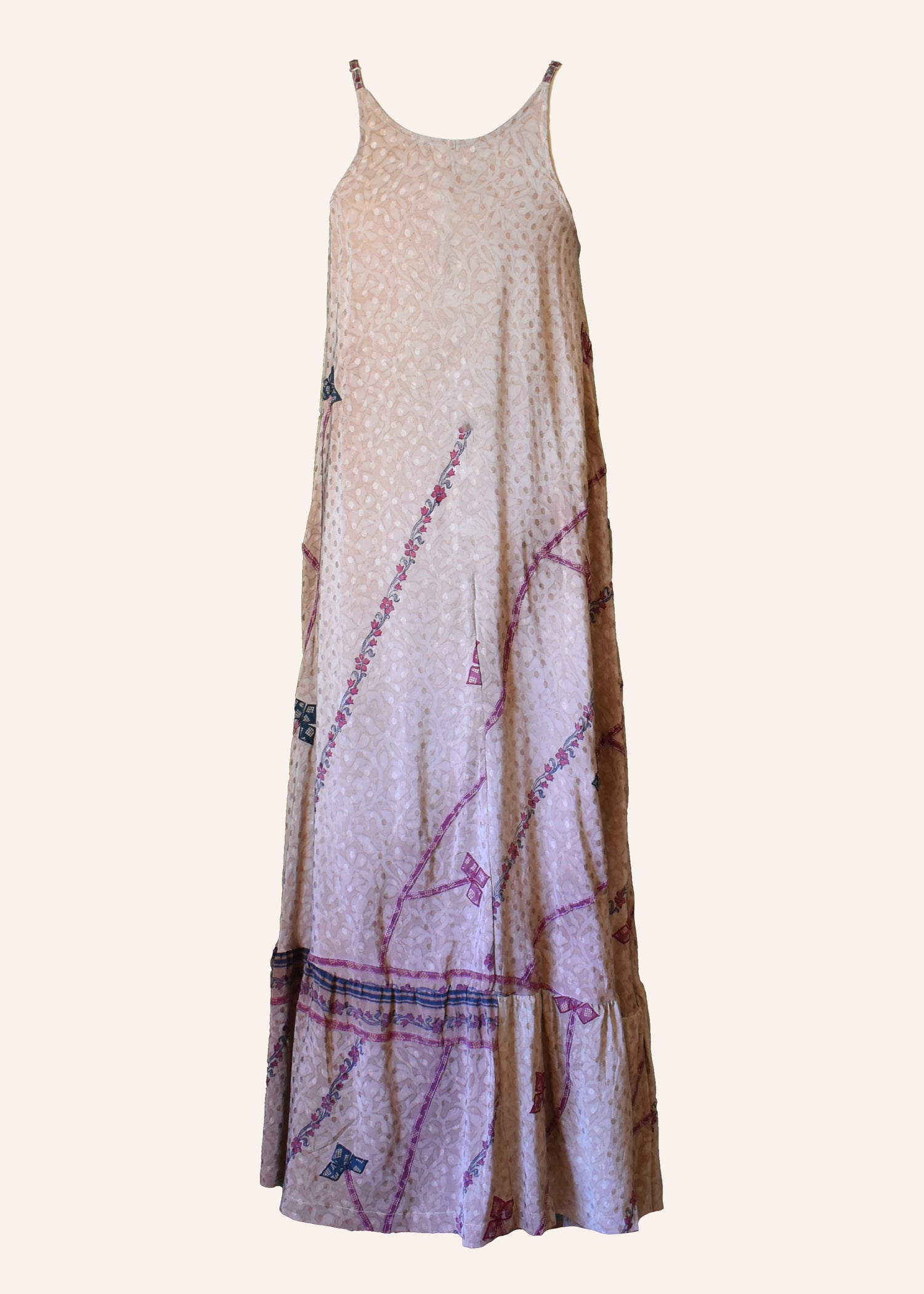 Eustoma Silk Crepe Swing Maxi Dress ~ Mallow M