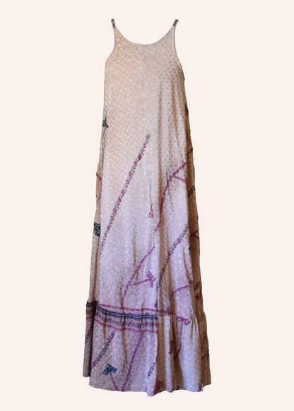 Eustoma Silk Crepe Swing Maxi Dress ~ Mallow M