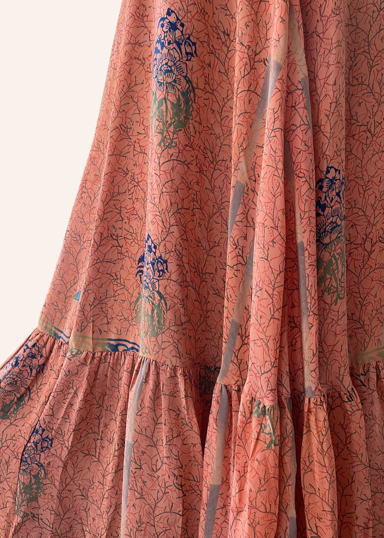 Silk crepe recycled repurposed vintage saree sari silk swing dress vintage style inspired maxi. The Outlaw Dame