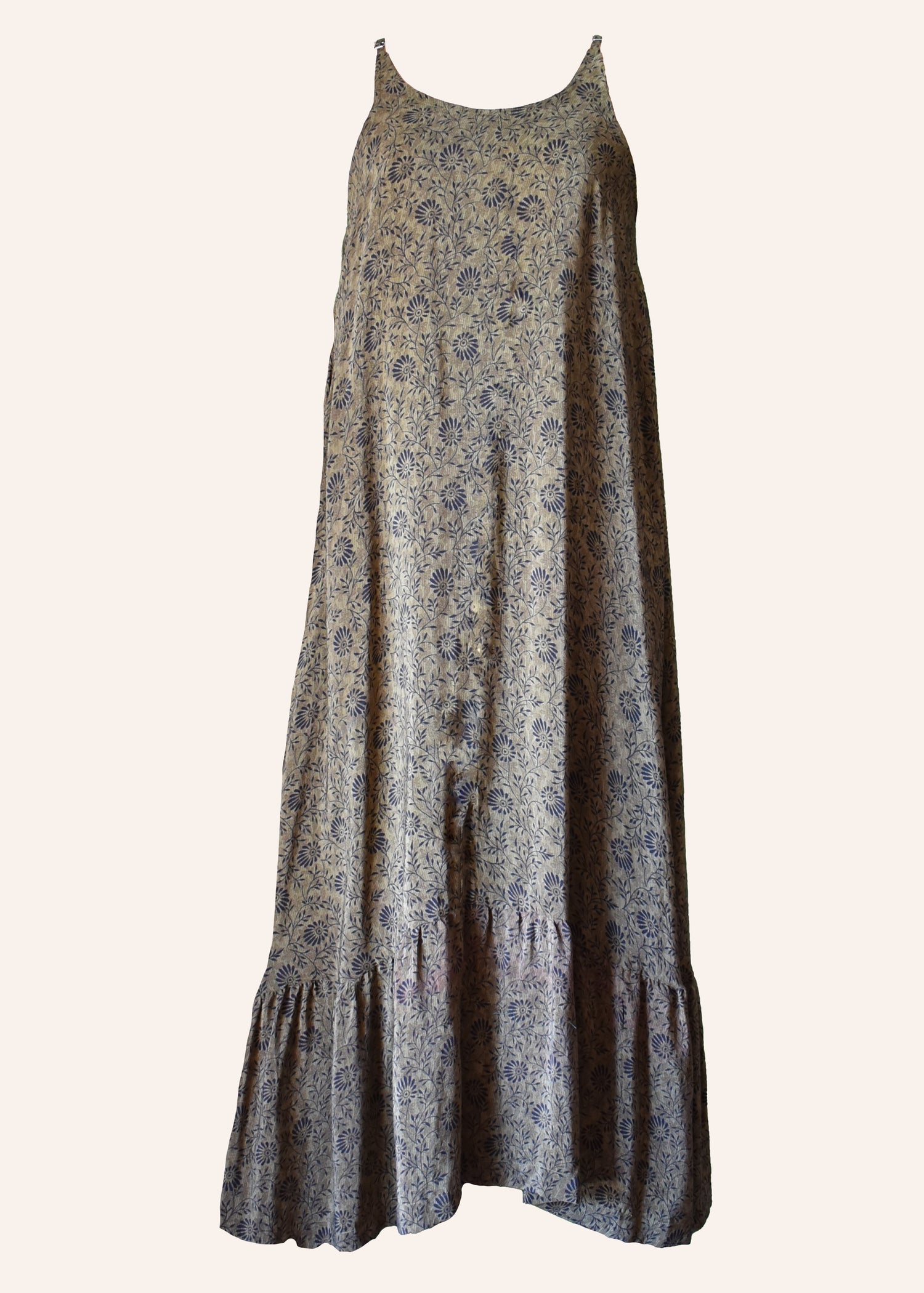 Eustoma Silk Crepe Swing Maxi Dress ~ Duffel L