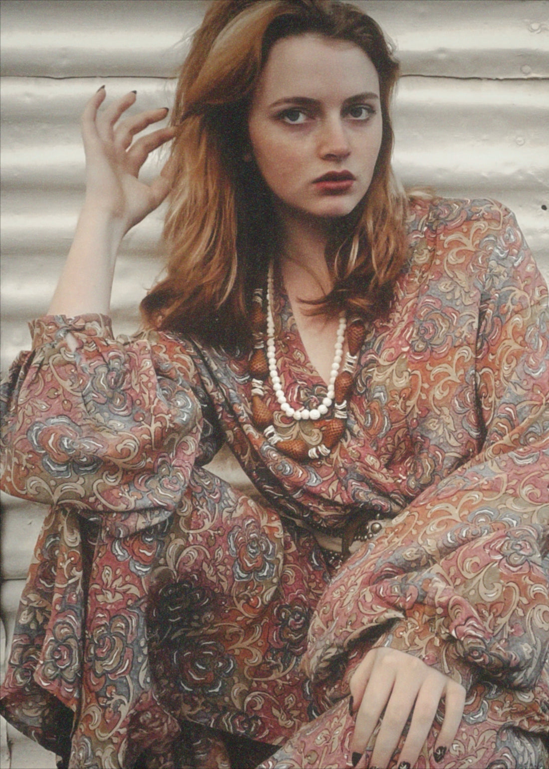 Caladium Wrap Silk Dress ~ Nougat XL