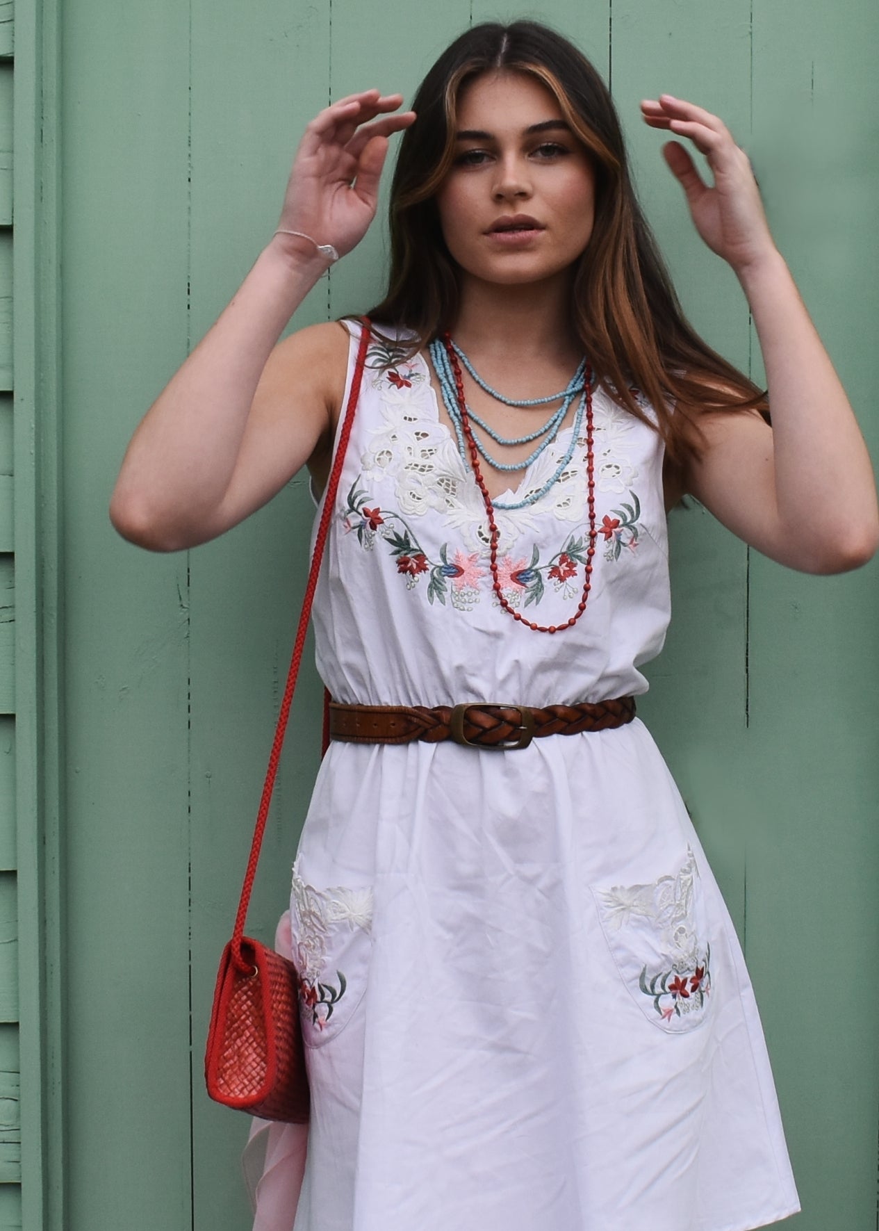 Bleeding Heart Cut-Work Embroidery Dress