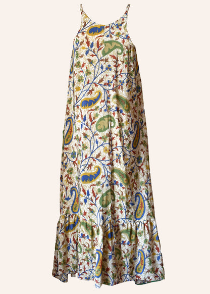 Eustoma Silk Crepe Swing Maxi Dress ~ Mexicola L