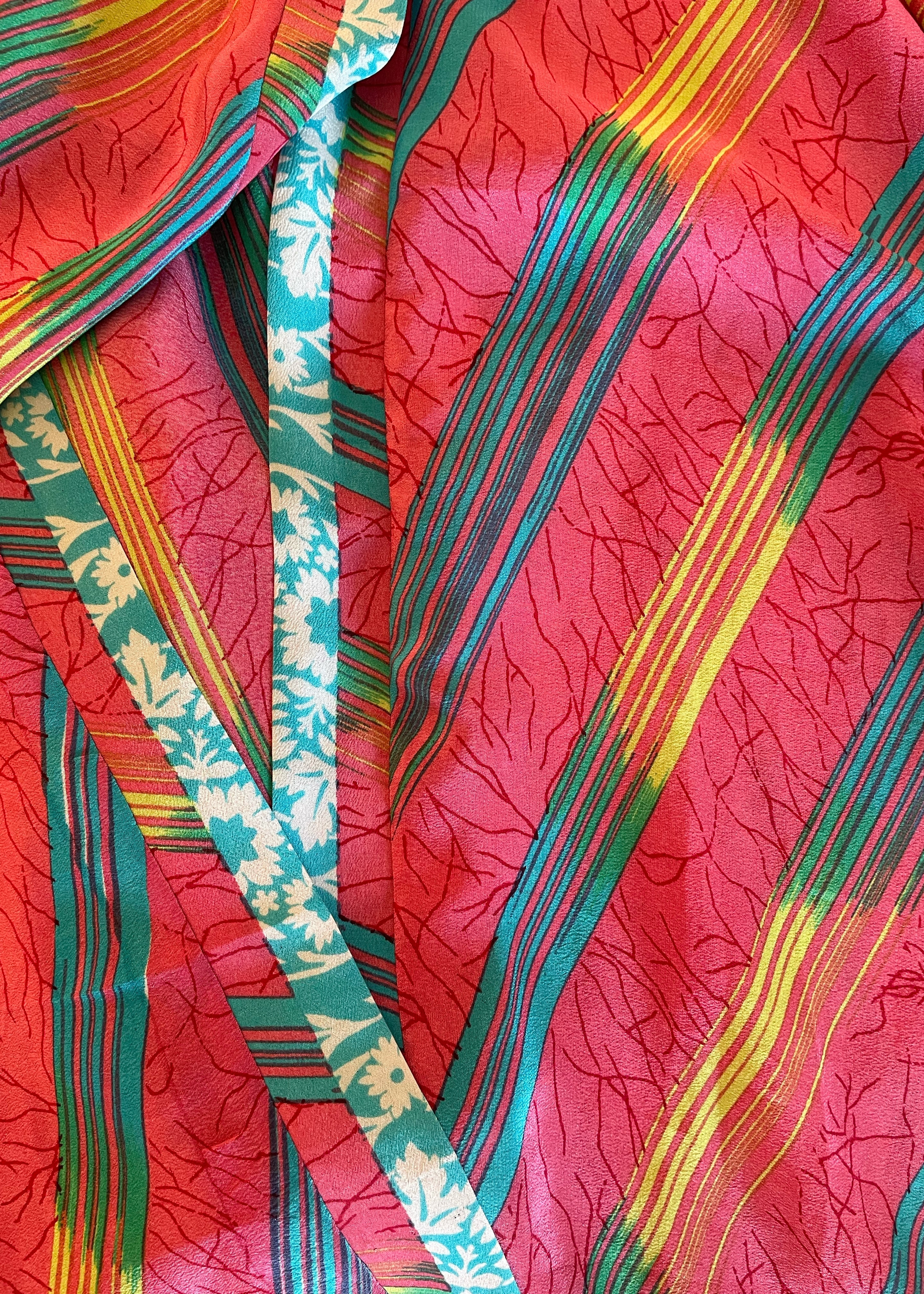 Silk crepe repurposed reclaimed recycled saree sari  vintage boho bohemian women&