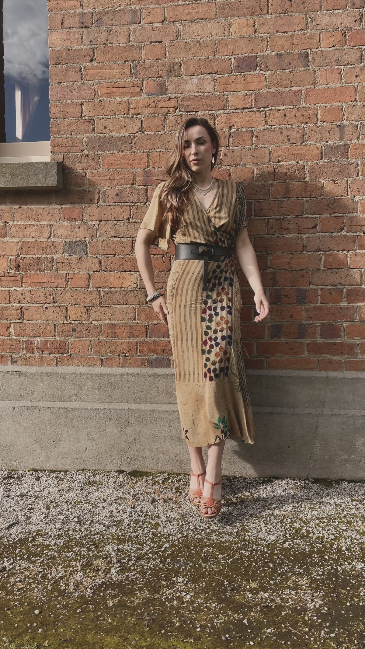 Liatris Silk Crepe Flutter Sleeve Wrap Dress ~ Willow L