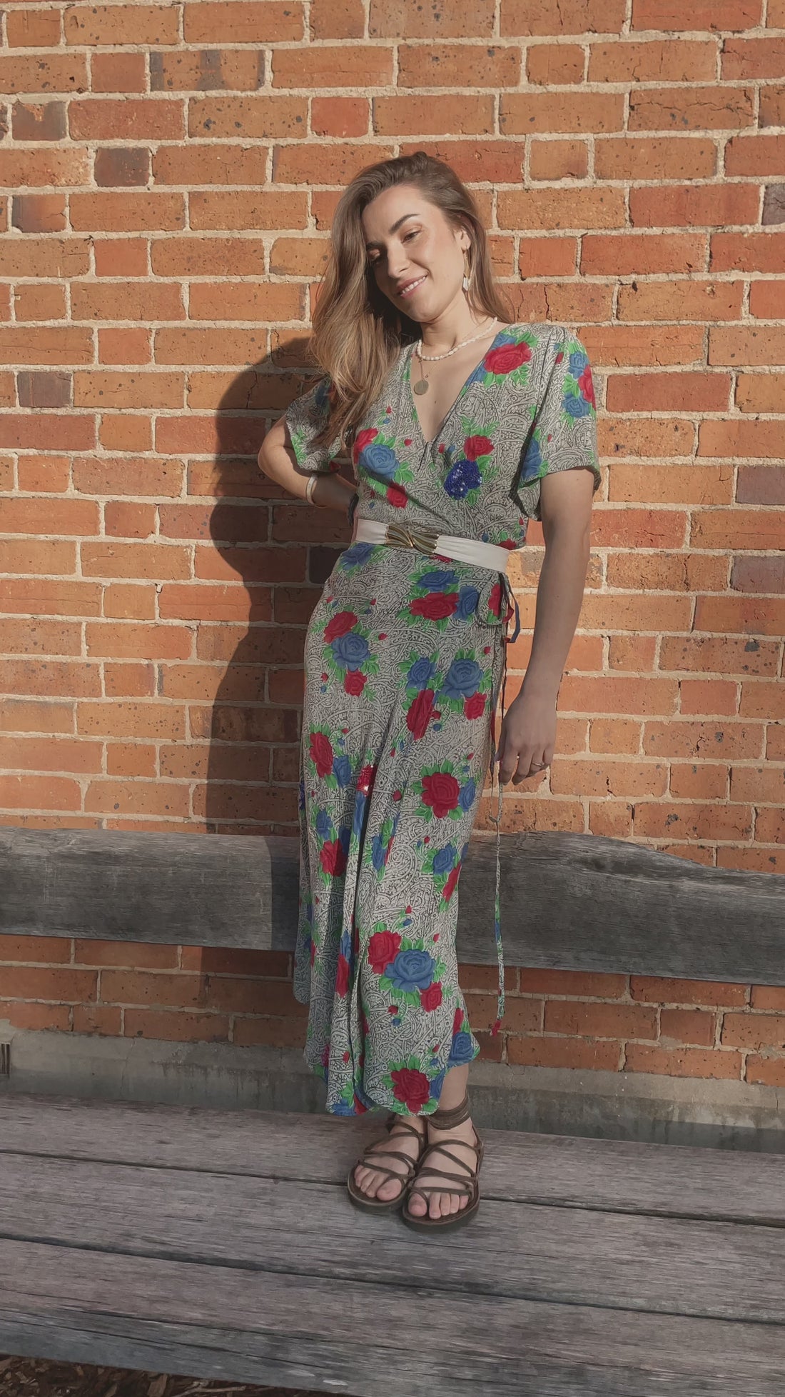 Liatris Silk Crepe Flutter Sleeve Wrap Dress ~ Cloisonné S