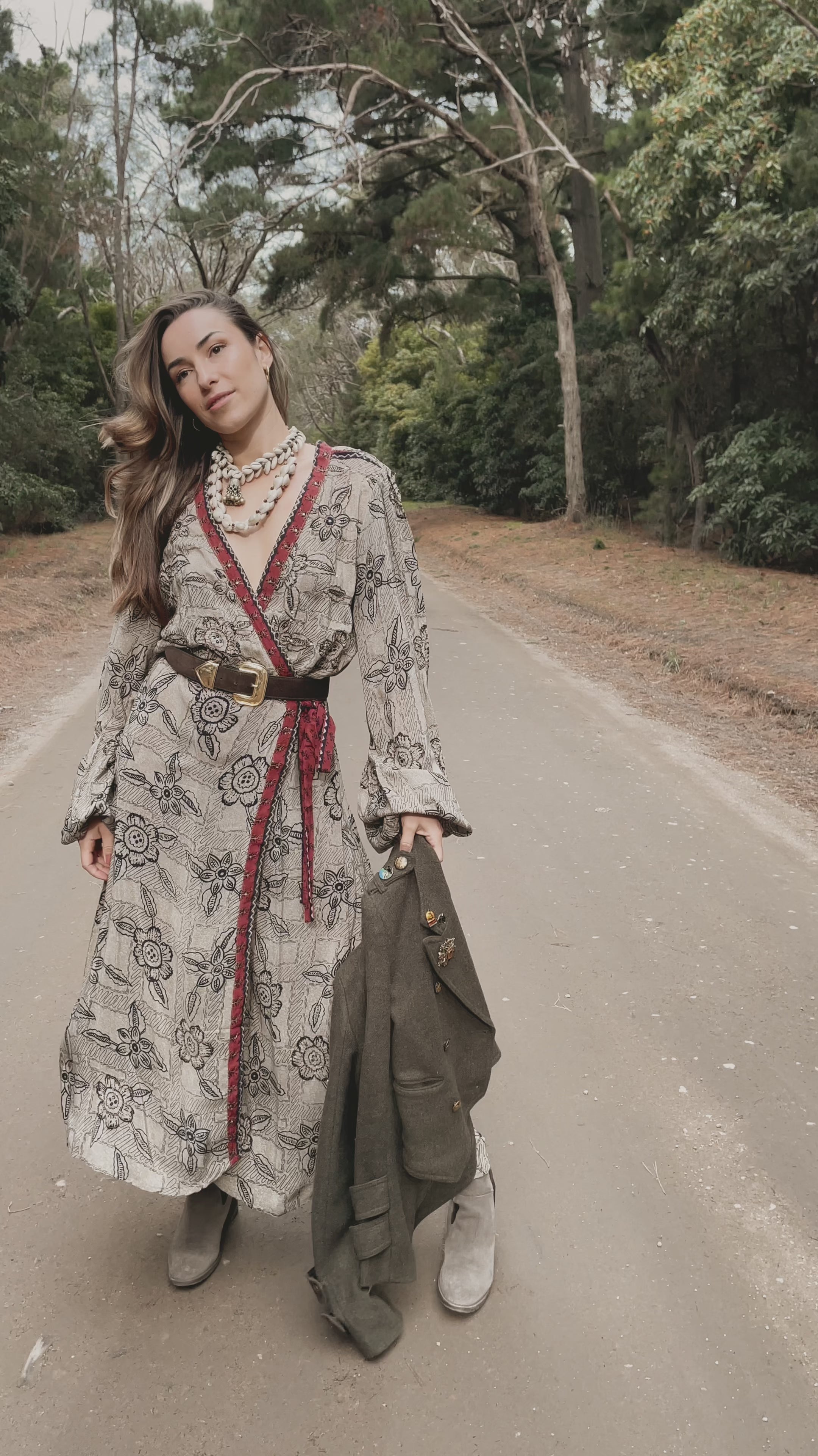 Caladium Wrap Silk Dress ~ Kalamata XL