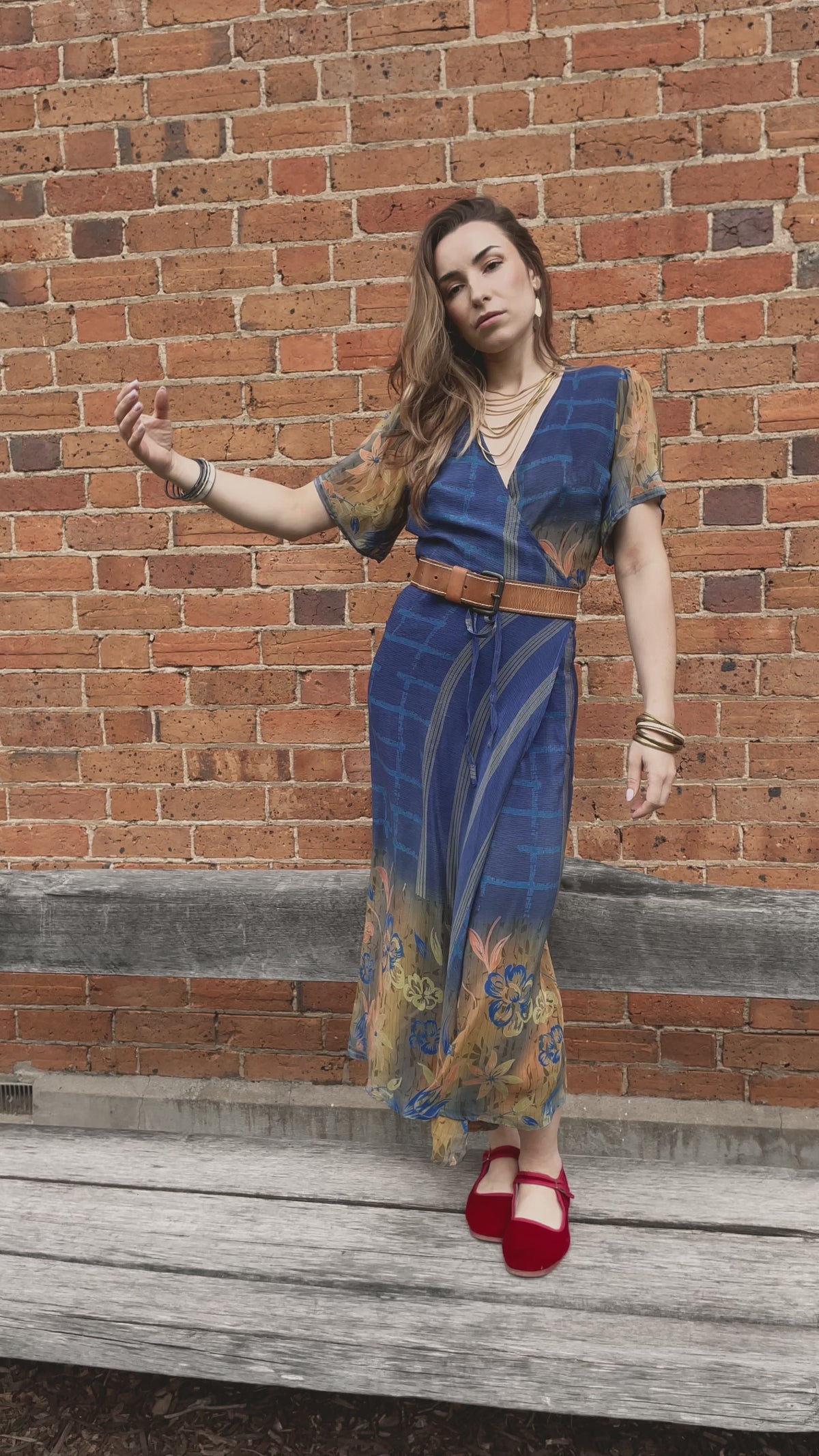 Liatris Silk Crepe Flutter Sleeve Wrap Dress ~ Tempest S