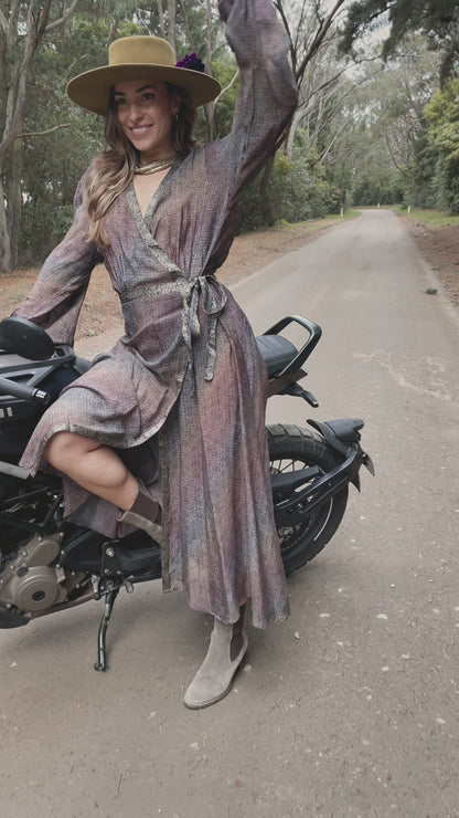 Caladium Wrap Silk Dress ~ Renaissance XL