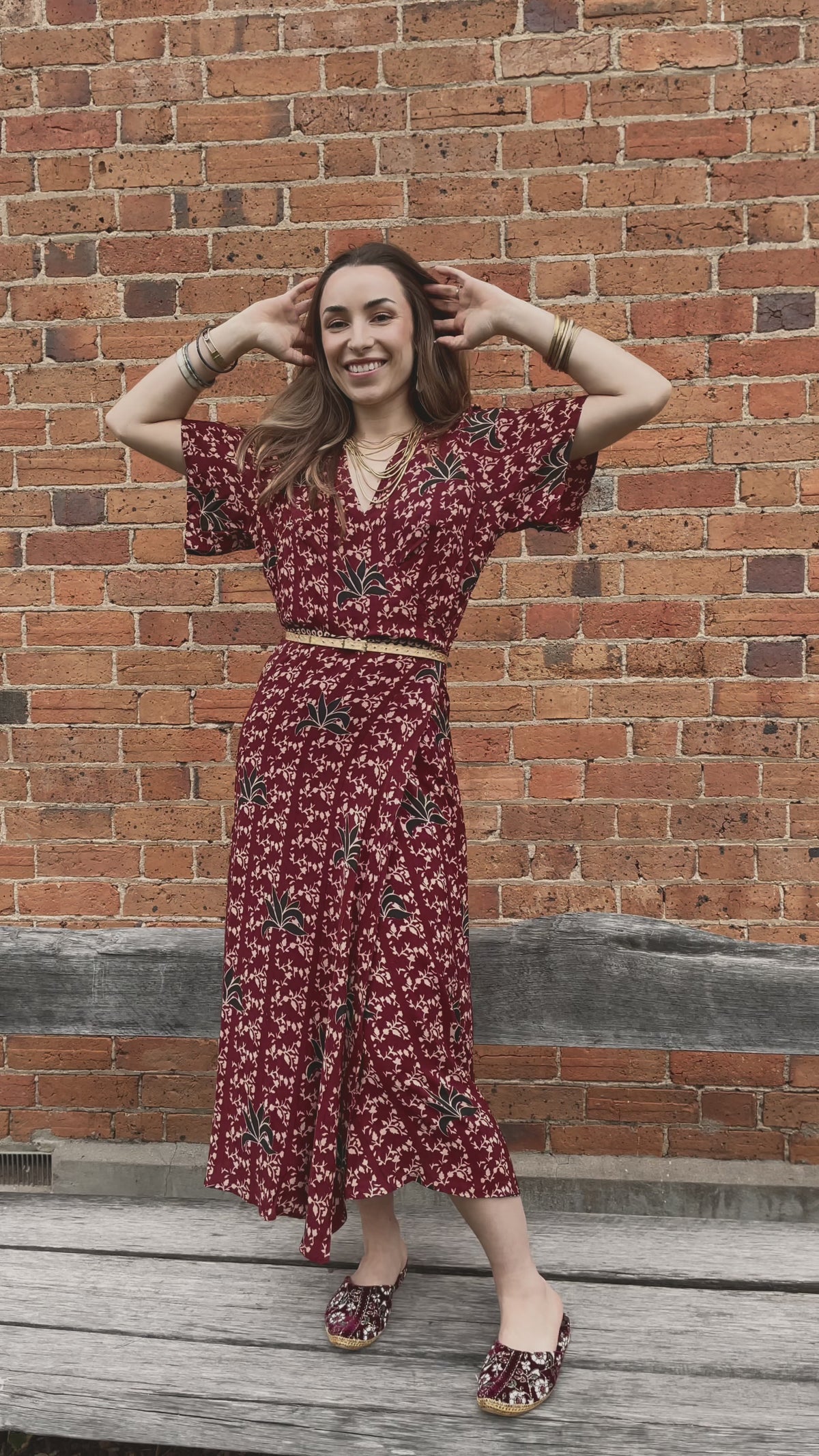 Liatris Silk Crepe Flutter Sleeve Wrap Dress ~ Cambridge L