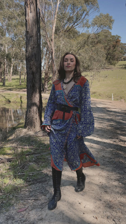 Caladium Wrap Silk Dress ~ Mosaic XL