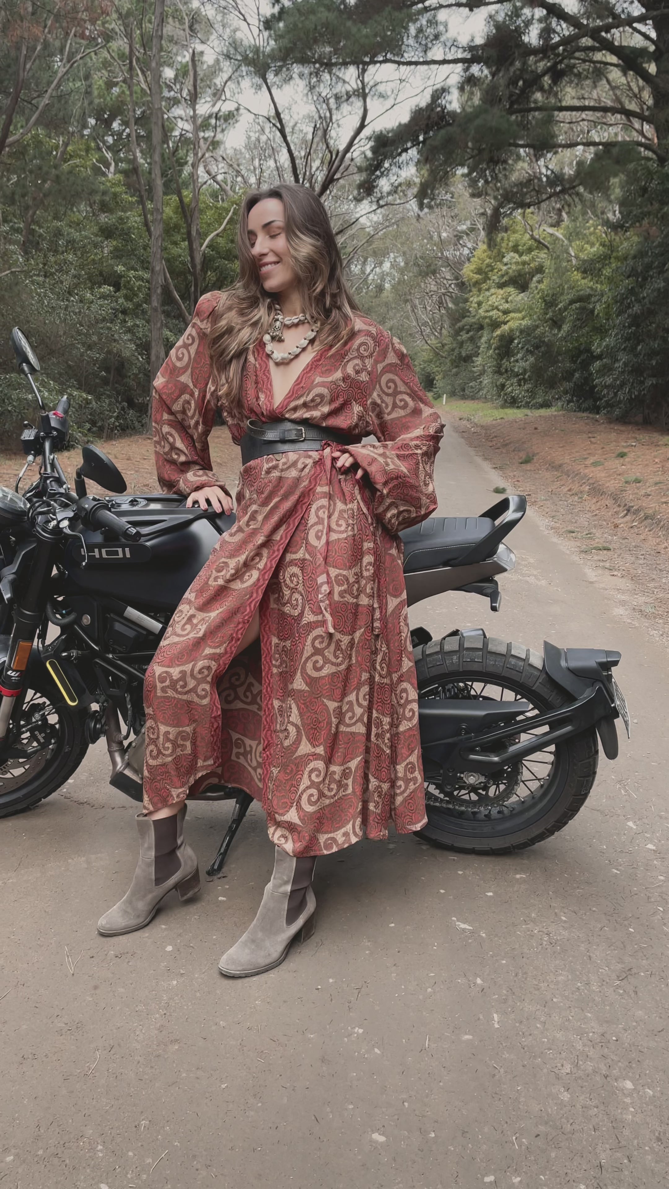 Caladium Wrap Silk Dress ~ Picante XL