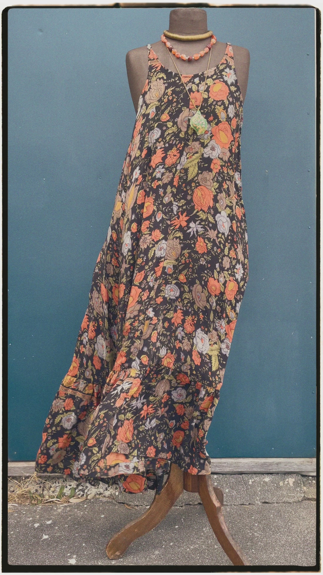 Eustoma Silk Crepe Swing Maxi Dress ~ Heron L