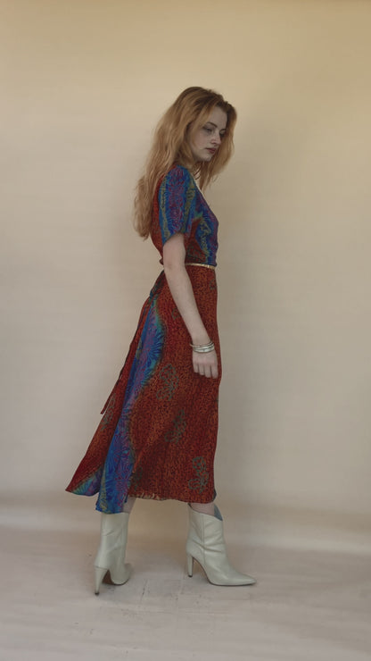 Liatris Silk Crepe Flutter Sleeve Wrap Dress ~ Lantana M