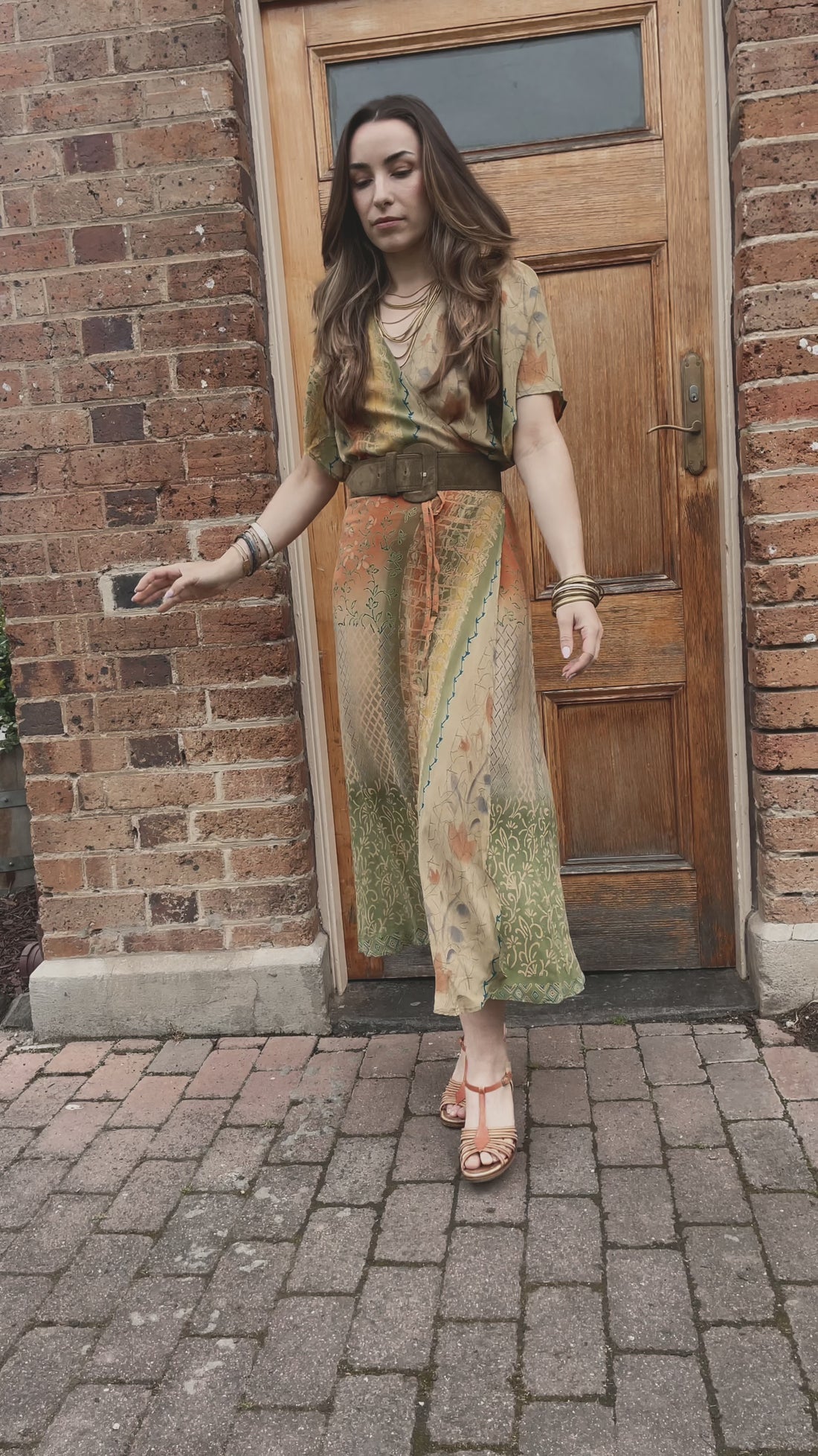 Liatris Silk Crepe Flutter Sleeve Wrap Dress ~ Mojave L