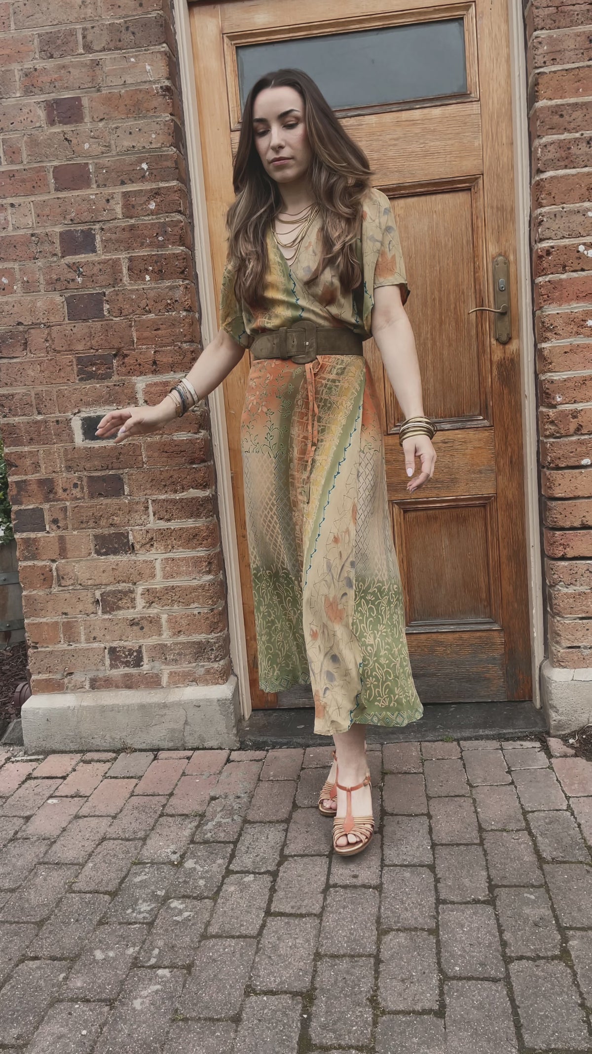 Liatris Silk Crepe Flutter Sleeve Wrap Dress ~ Mojave L