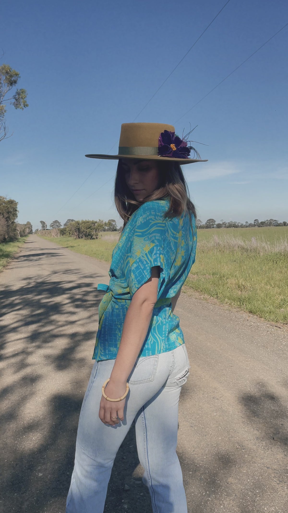Bassia Silk Crepe Cross Tie Front Blouse ~ Breeze M