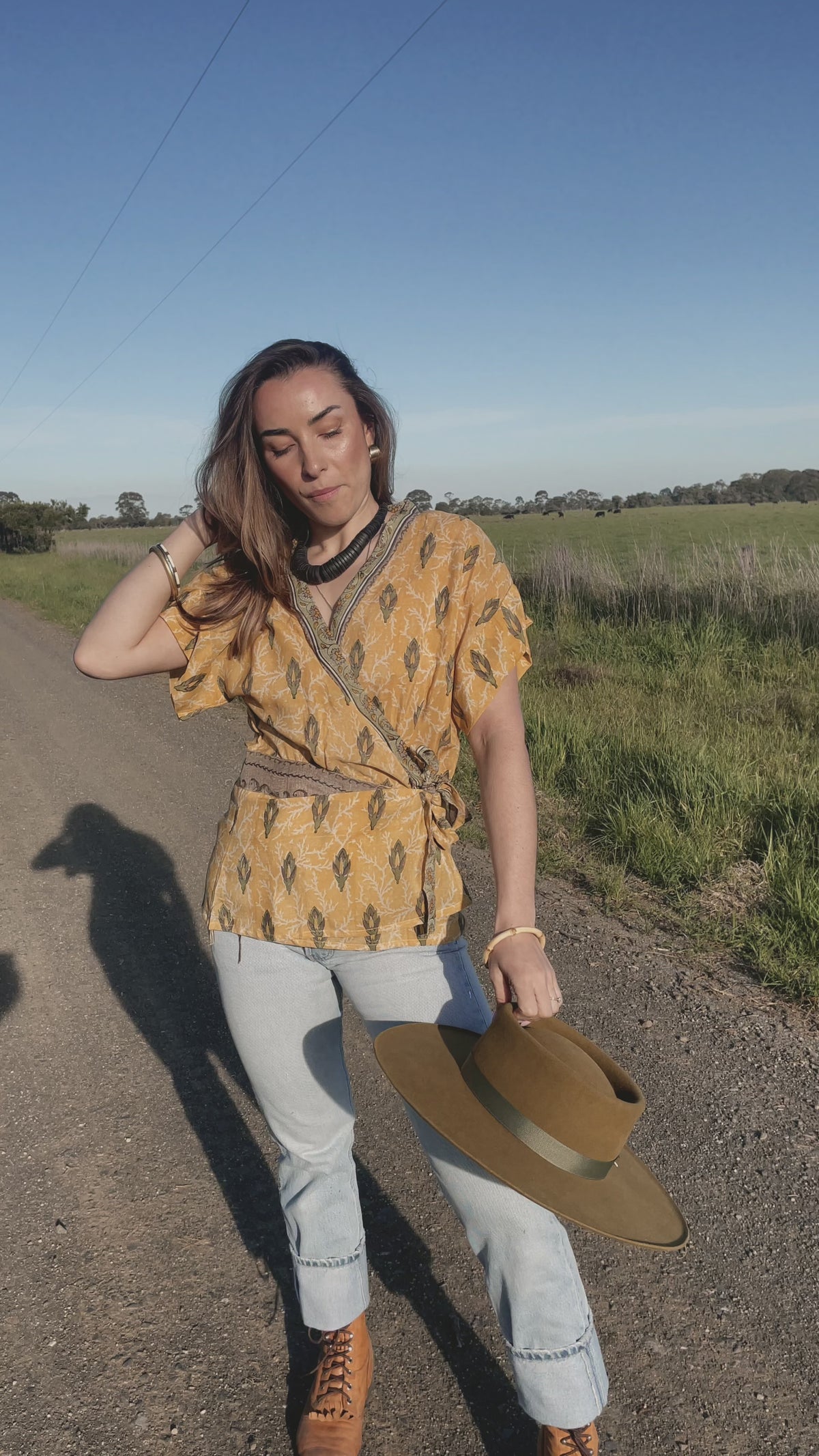 Bassia Silk Crepe Cross Tie Front Blouse ~ Amber M