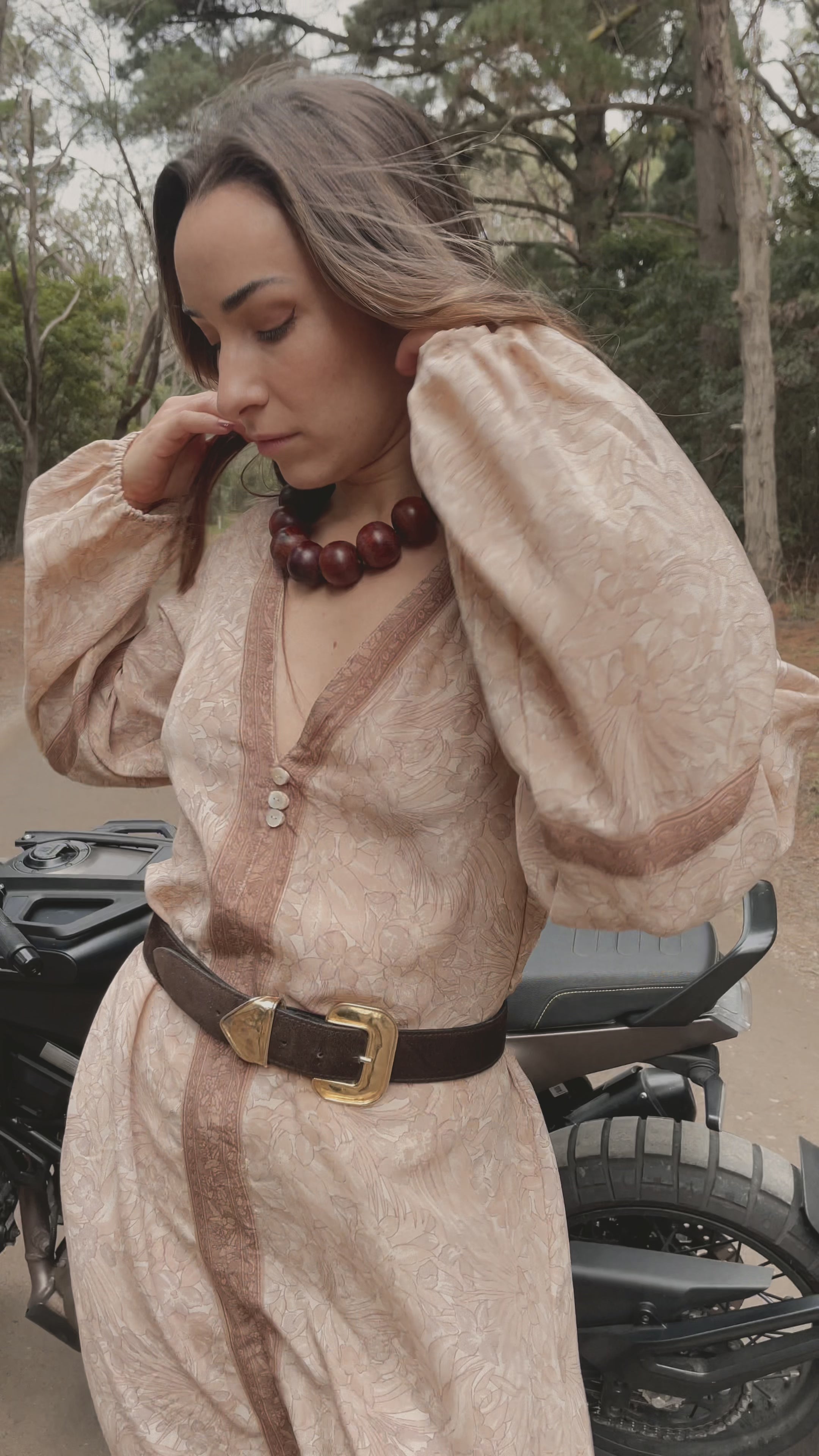 Zea Silk Crepe Kaftan Maxi Dress ~  Novelle L