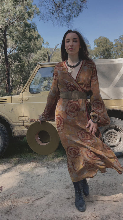 Caladium Wrap Silk Dress ~ Cardinal M
