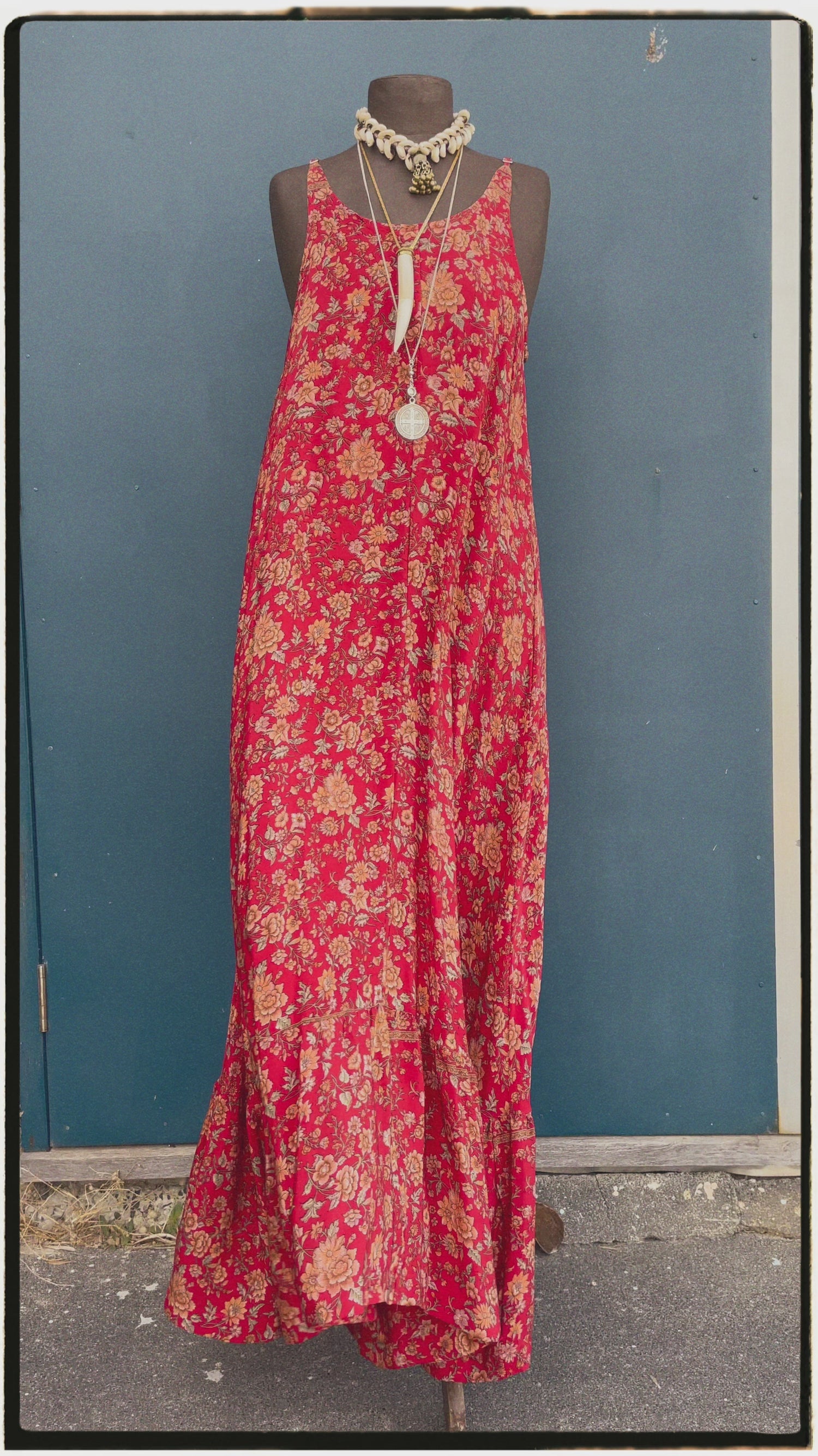 Eustoma Silk Crepe Swing Maxi Dress ~ Alert XL