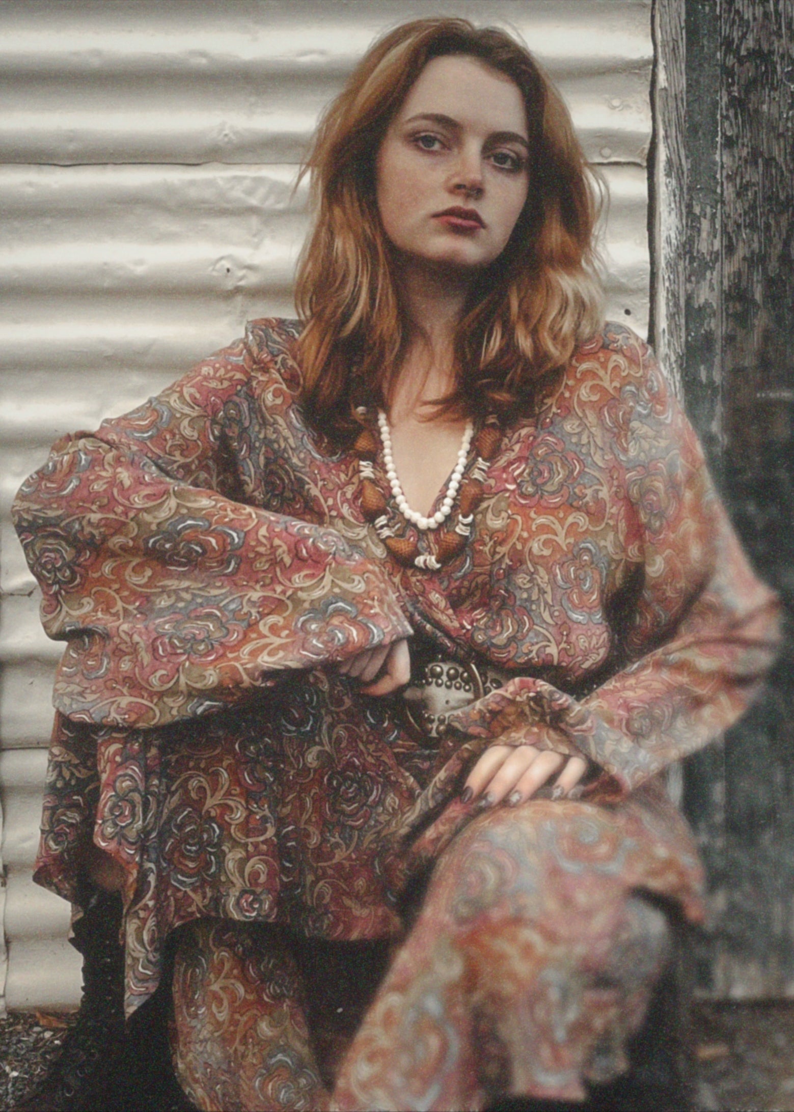 Caladium Wrap Silk Dress ~  Nougat XL